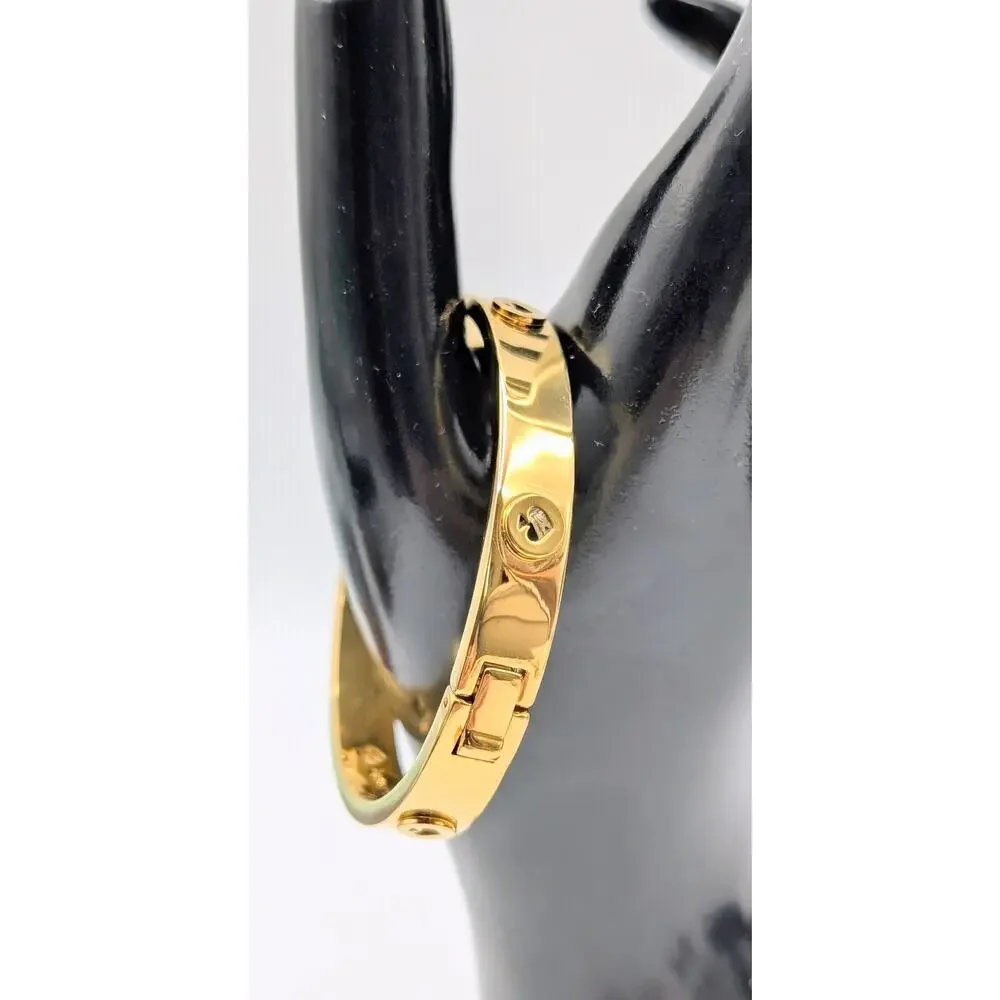 Kate Spade Spot the Spade Studded Hinged Gold Tone Bangle Bracelet - Picture 2 of 8